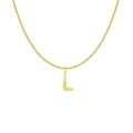 Minimalist 18K gold plated stainless steel necklace featuring a textured letter L pendant - Gold- L
