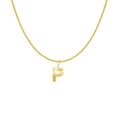 18K gold plated stainless steel necklace featuring a sunburst textured letter P pendant - Gold- P