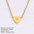Minimalist gold stainless steel heart necklace with letter F pendant detail - Letter F
