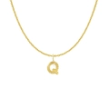 18K gold plated stainless steel O-chain necklace featuring a textured letter Q pendant - Gold- Q