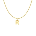 18K gold plated stainless steel letter R pendant necklace with sunburst texture - Gold- R