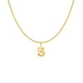 Polished 18K gold plated stainless steel necklace featuring a textured letter S pendant - Gold- S
