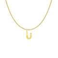 18K gold plated stainless steel necklace featuring a textured capital letter U pendant - Gold- U