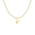 18K gold plated stainless steel necklace with initial V pendant in radial texture - Gold- V