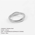 Silver double-layer wavy stainless steel ring with irregular minimalist design - US5 (49mm) / Wavy Shape (FB36672) / 4mm Width / Steel