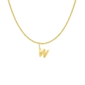 18K gold plated stainless steel necklace featuring a textured letter W pendant - Gold- W
