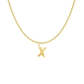 18K gold-plated stainless steel necklace featuring a letter X pendant with sunburst texture - Gold- X
