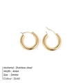 Minimalist 24mm gold stainless steel hoop earrings with a polished 4mm wide design - 24mm / Gold