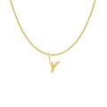 18K gold plated stainless steel O-chain necklace with textured letter Y pendant - Gold- Y