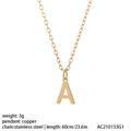 Collier lettre A en acier titane doré avec chaîne en acier inoxydable et fini poli - Style Lettre A (NK084A)