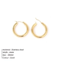30mm golden chunky stainless steel hoop earrings with 4mm width for women - 30mm / Gold