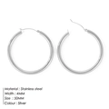 Orecchini a cerchio in acciaio inossidabile argento da 50mm per donna, larghezza 4mm - 50mm / Argento