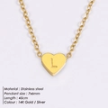 Minimalist gold stainless steel heart necklace with letter L pendant for women - L