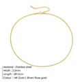 Collana a catena serpente in acciaio inossidabile dorato da 2mm per donna con chiusura a moschettone - 2MM-38+5CM