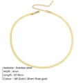 Minimalist 14K gold-plated 4mm stainless steel flat snake chain necklace - 4mm/42+8cm / Gold