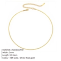 2mm wide gold stainless steel herringbone snake chain necklace with lobster clasp - 2mm/35+8cm / Gold
