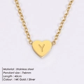 Minimalist 14K gold heart pendant necklace with engraved letter Y for women - Letter Y