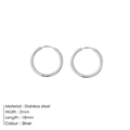 Orecchini a cerchio minimalisti in acciaio inox argento 18mm con spessore di 2mm - 18mm / Colore acciaio