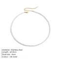 Collana di perle minimalista da 3mm con catena in acciaio inossidabile placcata oro 14k - 42+8cm / Oro