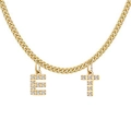 Goldene Gliederkette mit funkelnden Zirkonia-Buchstabenanhängern E und T für Damen - Buchstaben Anhänger Halskette