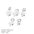 Five 14K gold-plated titanium steel baroque pearl pendants with silver 3-5mm beads - Silver