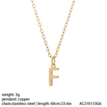 Collier doré poli avec pendentif lettre F et chaîne en acier inoxydable de 60cm - Style Lettre F (NK084F)
