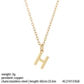 Collier doré avec pendentif lettre H poli et chaîne en acier inoxydable de 60cm pour femme - Style Lettre H (NK084H)