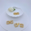Square gold-plated necklace clasp with cubic zirconia pave in minimalist geometric style - Gold