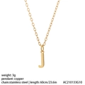 Collier initial J doré poli avec chaîne en acier inoxydable 60cm pour femme - Style Lettre J (NK084J)
