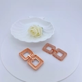 Rose gold interlocking square drop earrings with white cubic zirconia pavé setting - Rose Gold