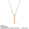 Collier en acier titane doré avec pendentif poli lettre L sur une chaîne délicate - Style Lettre L (NK084L)