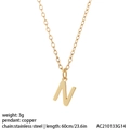 Collier avec pendentif lettre N doré poli en acier inoxydable longueur 60cm - Style Lettre N (NK084N)