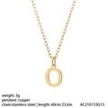 Collier doré avec pendentif lettre O et chaîne en acier inoxydable pour femme, 60cm - Style Lettre O (NK084O)