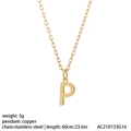 Collier avec pendentif lettre P doré poli sur chaîne en acier inoxydable femme - Style Lettre P (NK084P)