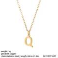 Collier avec pendentif lettre Q doré en acier inoxydable et cuivre pour femmes - Style Lettre Q (NK084Q)