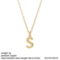 Collier en acier titane doré avec pendentif lettre S sur chaîne de 60cm en inox - Style Lettre S (NK084S)
