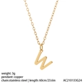 Collier en acier inoxydable doré avec pendentif lettre W, chaîne de 60 cm - Style Lettre W (NK084W)