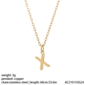 Collier doré avec pendentif lettre X et chaîne de 60cm en acier inoxydable - Style Lettre X (NK084X)