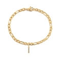 Vergulde Figaro-schakelarmband met verticale hanger bezet met witte zirkonia-stenen - Figaro Armband I