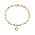 Vergulde Figaro-schakelarmband met een ronde letter O hanger bezet met zirkonia - Figaro Armband O