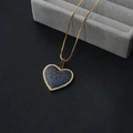 Detail of heart pendant with deep blue and white stones on a golden chain necklace - Blue Heart Pendant Only (Without Chain)