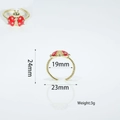 Gold plated open ladybug ring with red enamel and crystals including size measurements - Gold Ladybug Rhinestone Style (#2)