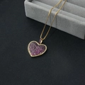 Exquisite gold-plated heart pendant necklace with purple zircon stones and fine gold chain - Purple Heart Pendant Only (Without Chain)