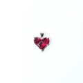Elegant heart-shaped pendant with red cubic zirconia stones and silver plated metal clasp - Red