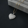 Macro detail of gold box chain and heart pendant with micro-pave cubic zirconia crystals - White Heart Silver Base Pendant Only (Without Chain)