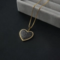 Detail of a heart pendant necklace featuring black pavé stones and gold box chain - Black Heart Pendant Only (Without Chain)