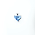 Detail of a large heart-shaped blue gemstone pendant with a silver-tone three-prong setting - Royal Blue