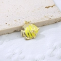 Detailed view of yellow enamel fish pendant in gold-plated brass for necklaces - Yellow 4
