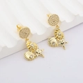 Golden ocean series earrings with shell and starfish charms and sparkling zircon studs - Ocean Element Mix Style (#2)