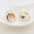 Detail of two-tone open ring with thick gold band and silver polka dot texture - Polka Dot Metallic Style (#1)